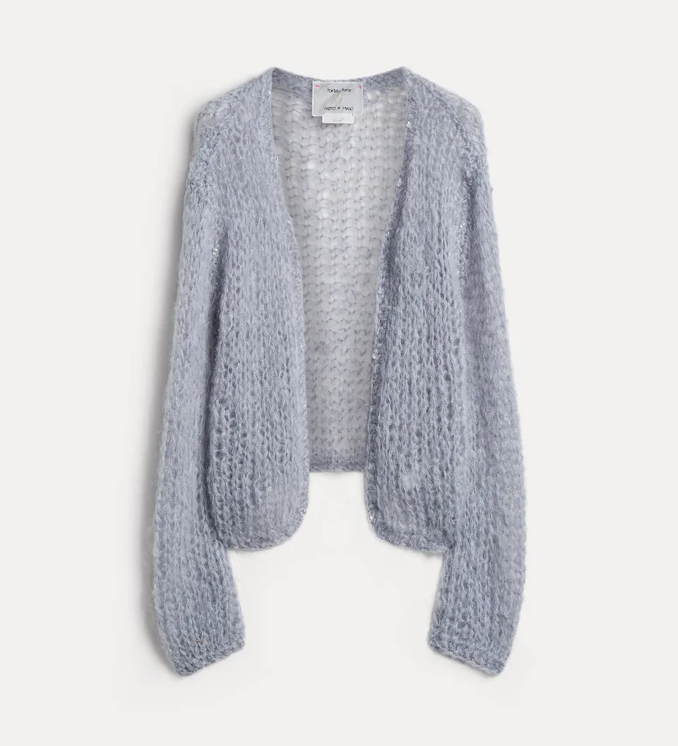 Forte maglieria cardigan in misto mohair grigio
