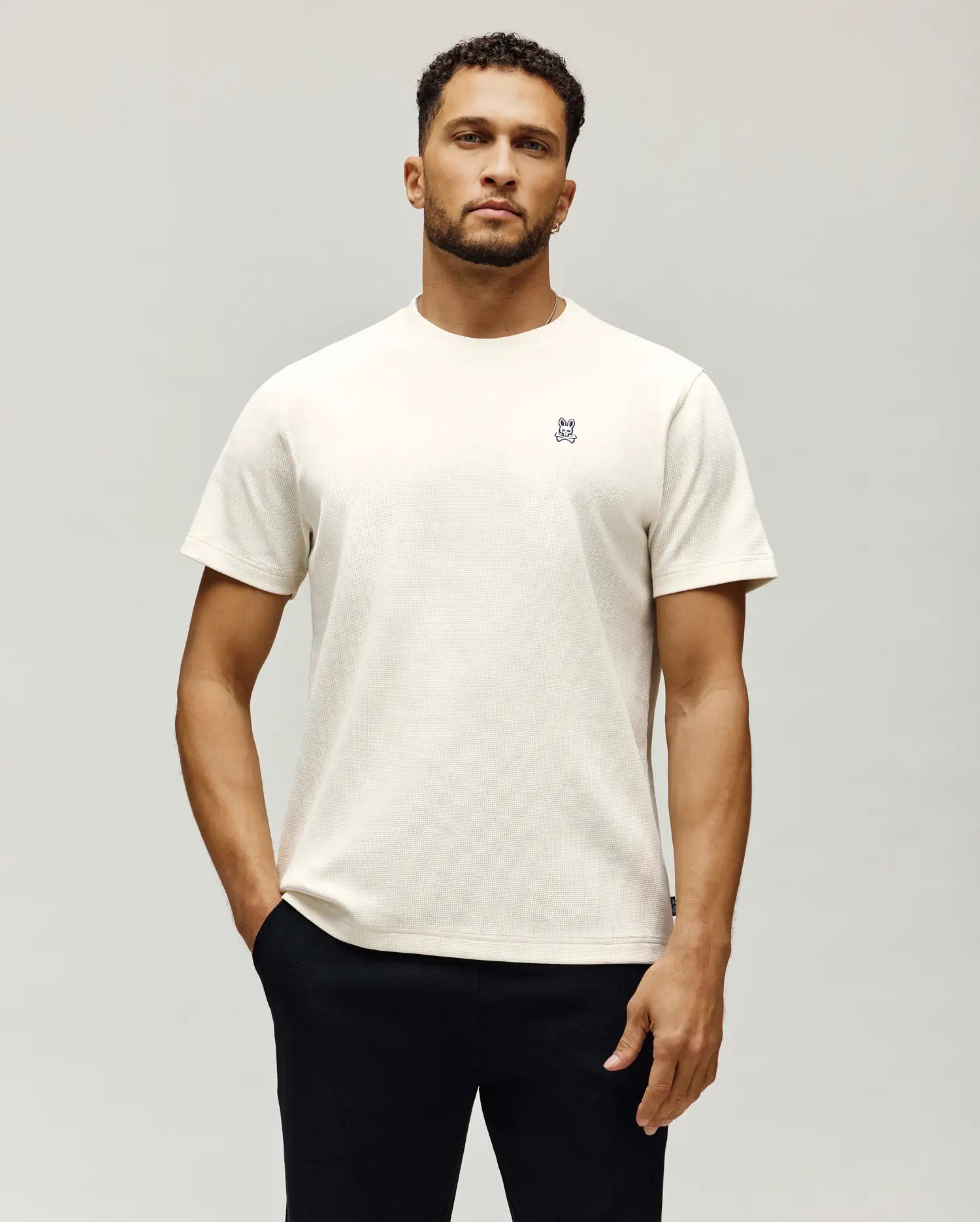 Psycho Bunny Men's Tees Maxton Waffle Tee MT0200325 T-shirt bianca