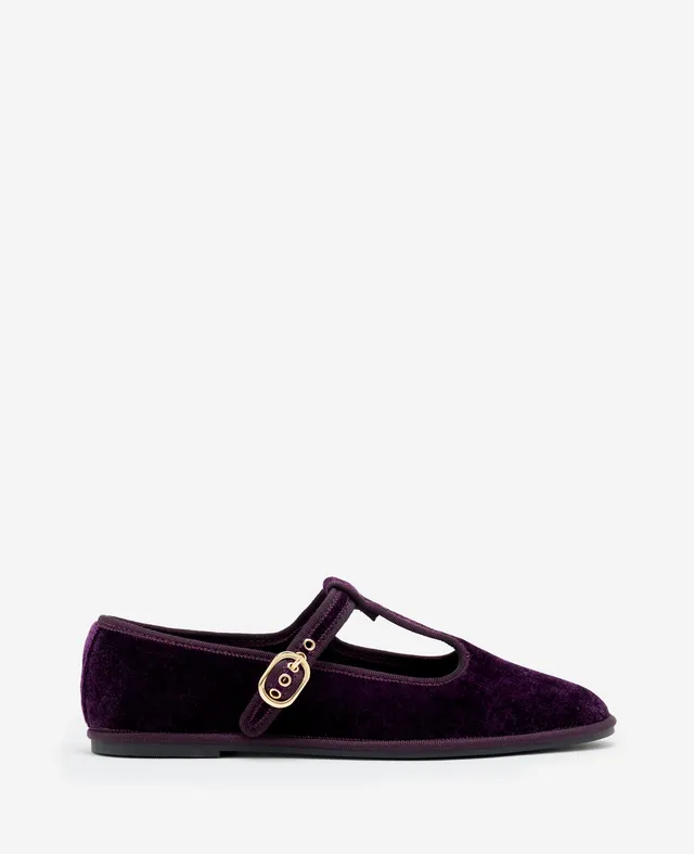 Kenneth Cole Reaction Verona Velvet T-Strap Mary Jane ballerine prugna velluto