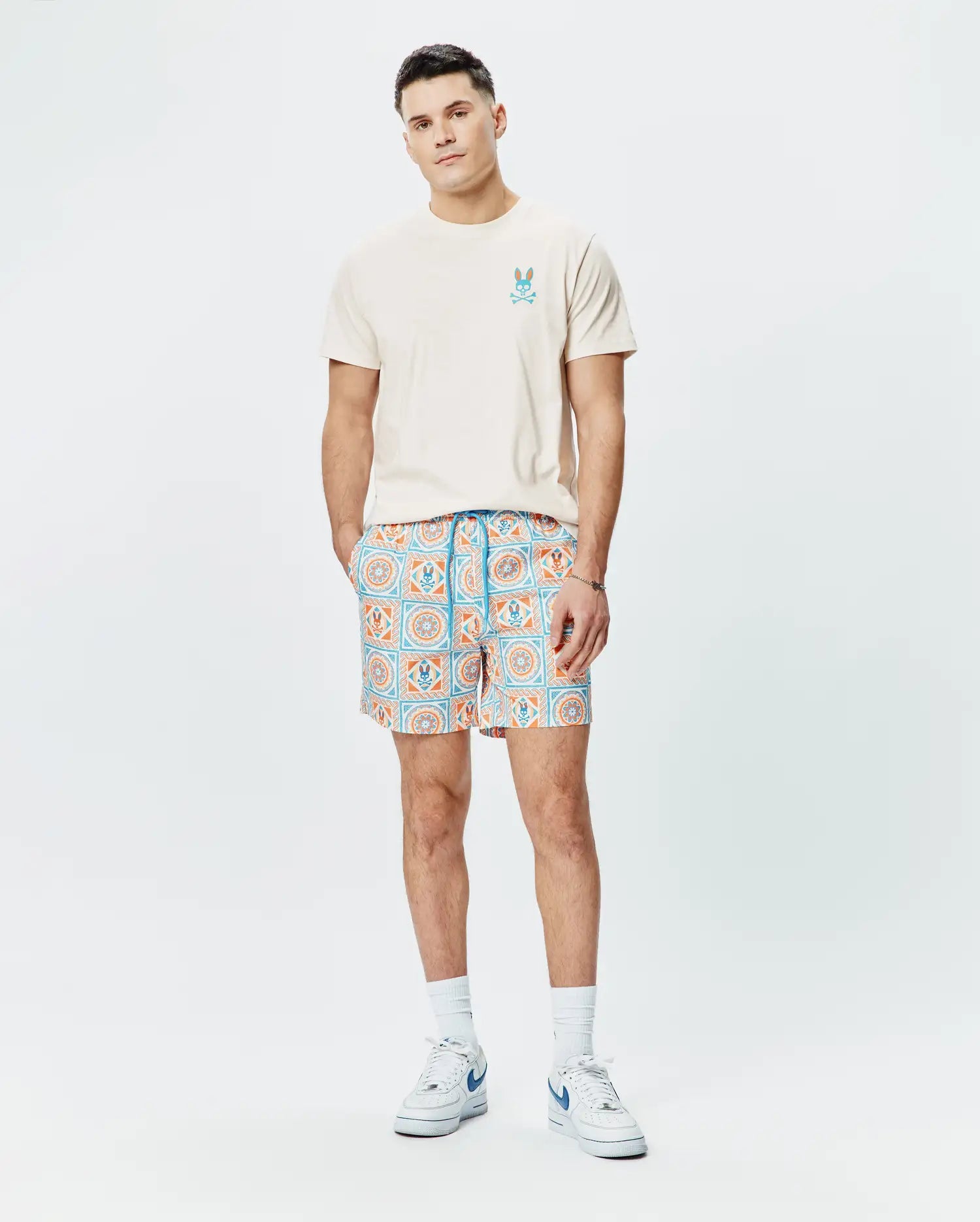 Psycho Bunny Frank Swim Trunk 6" costume blu XXS-XXXL con rete