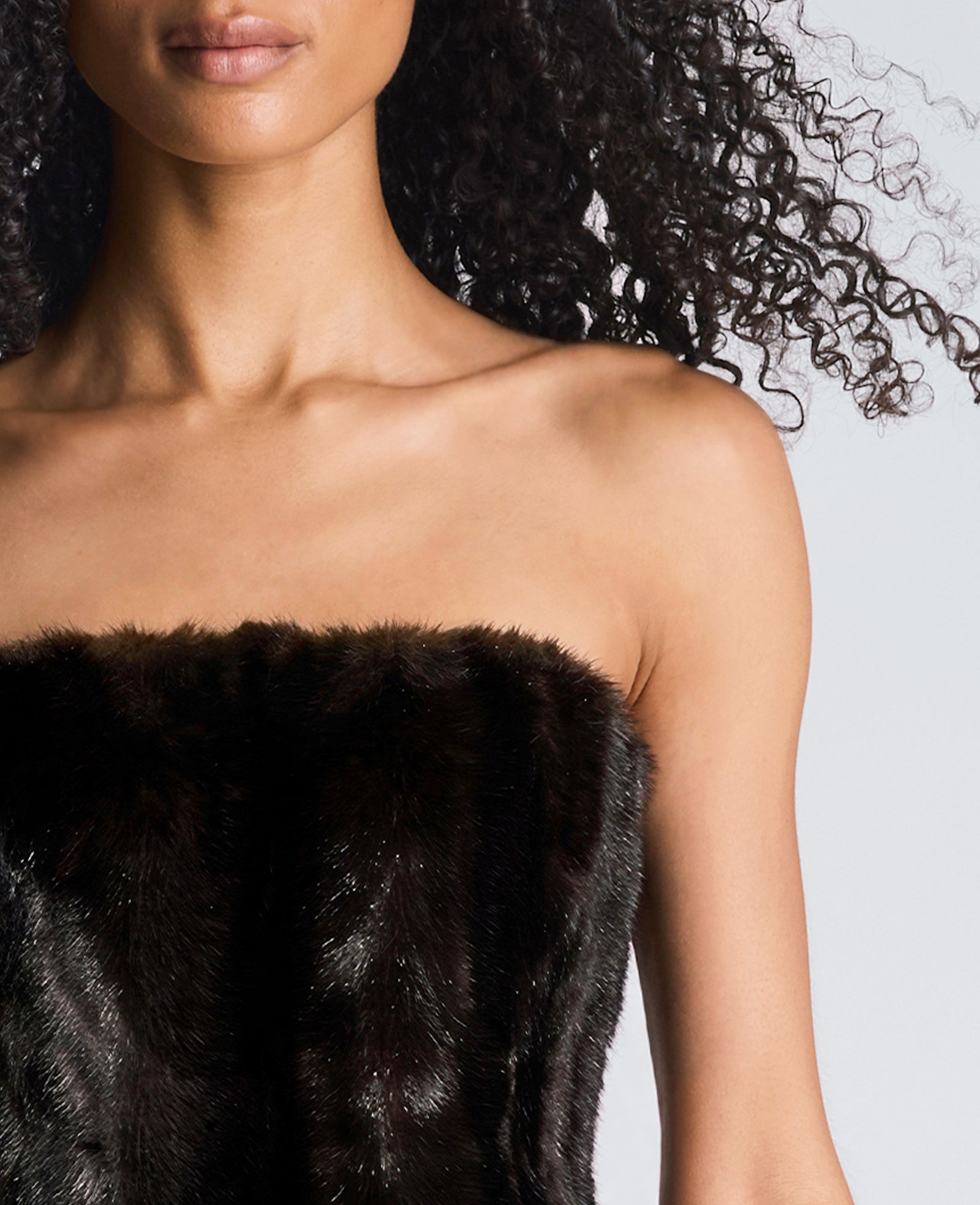 Kenneth Cole Reaction Clothing Strapless Faux Fur Mini Dress abito mini color mink