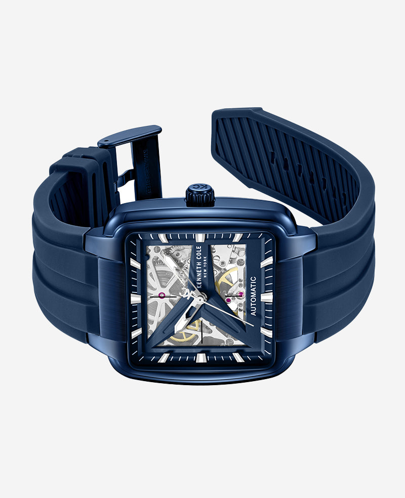 Kenneth Cole Reaction Watches Skeleton Automatic orologio blu con cinturino in silicone