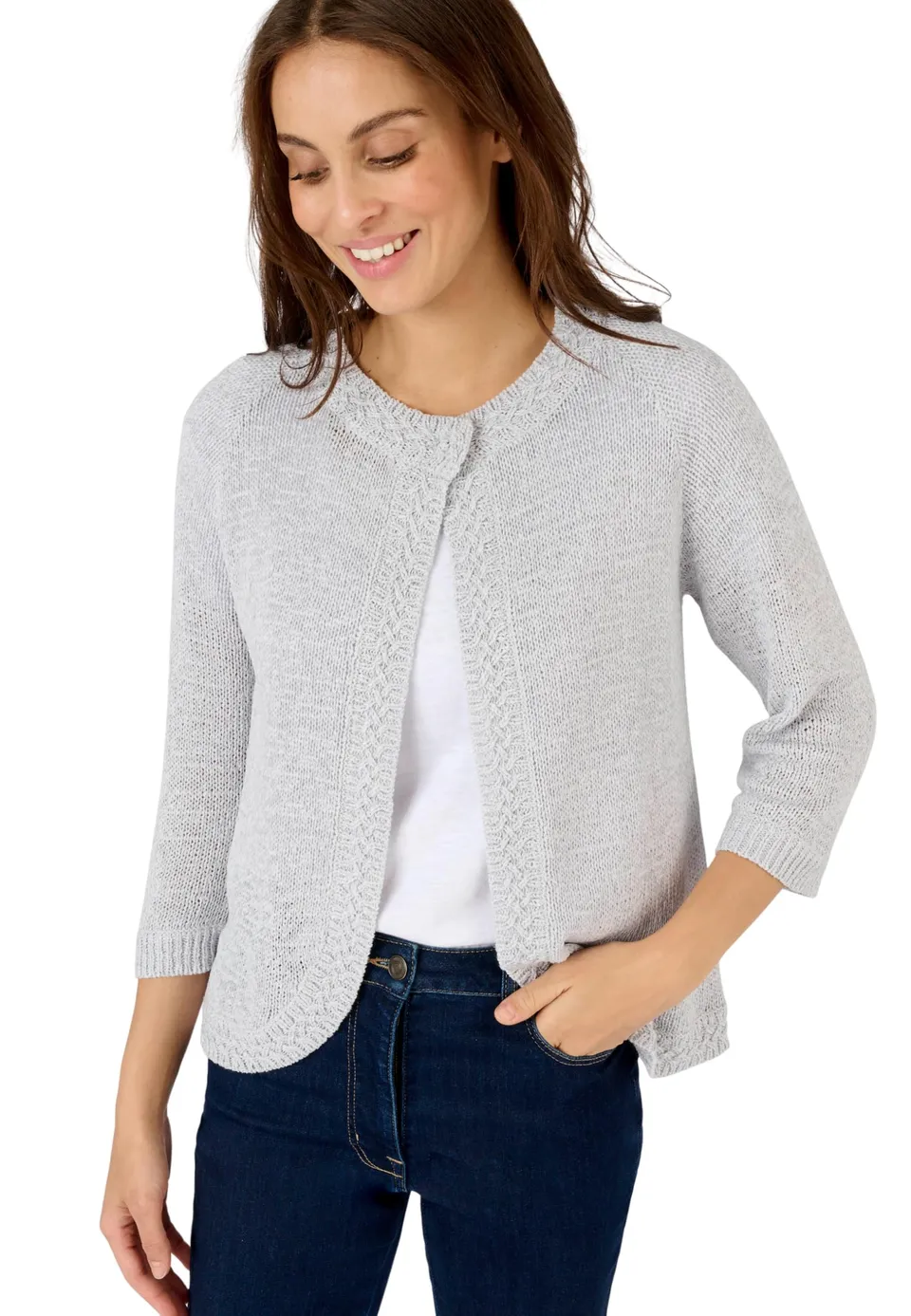 Damart Prêt-à-porter Gilet bolero Maglia Nastro Donna Grigio S maglia