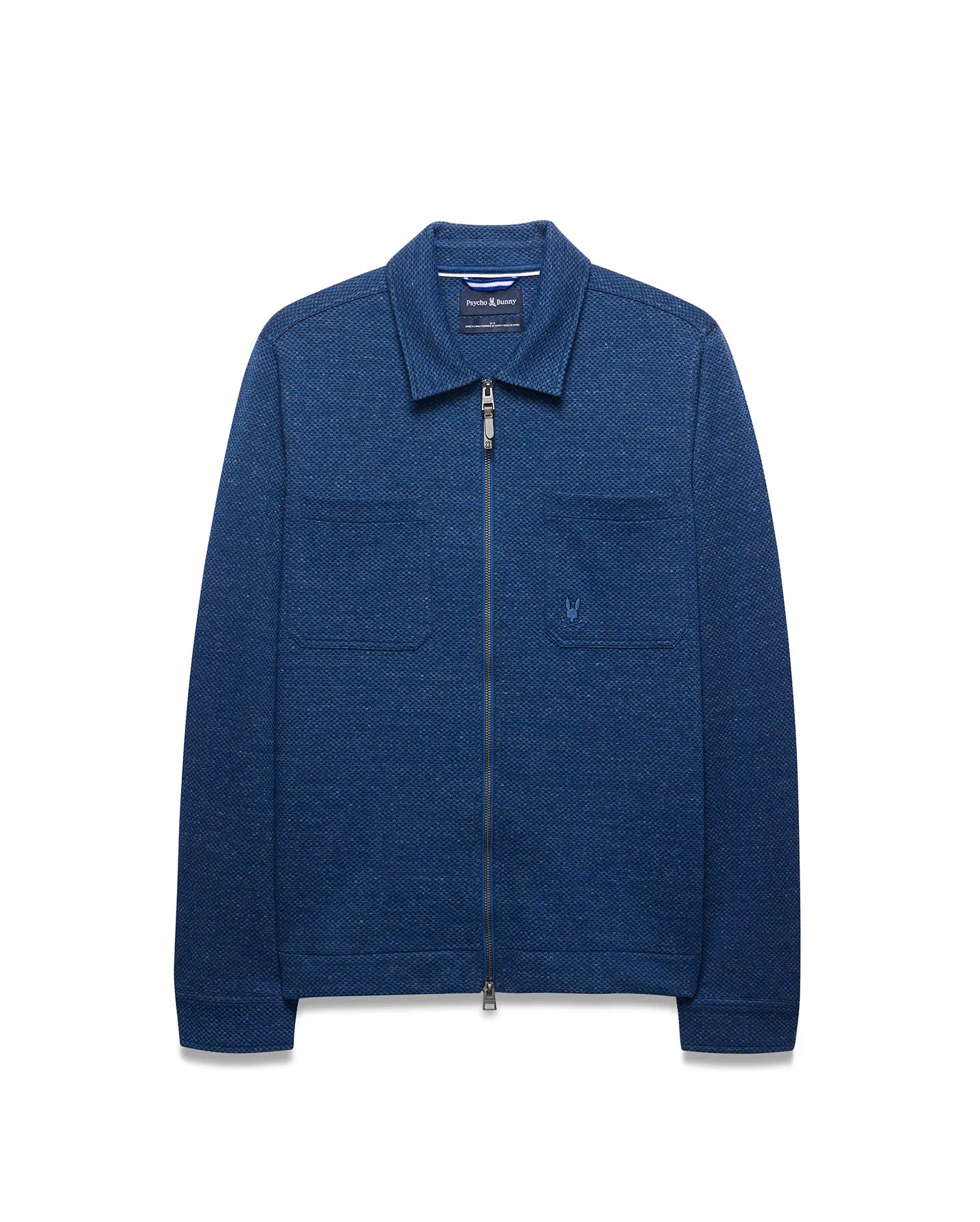 Psycho Bunny Jackets Men's Marc Textured Overshirt sovracamicia blu testurizzata