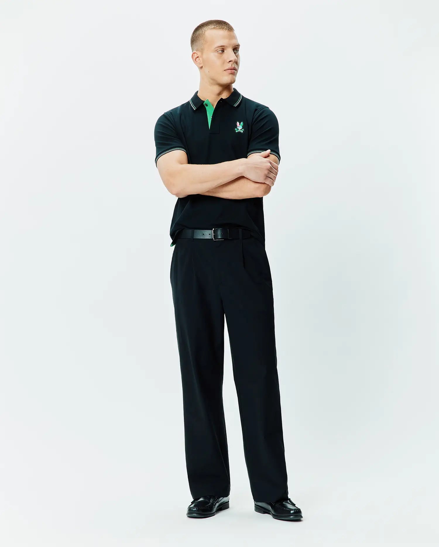 Psycho Bunny Men's Polos Nate Pique Polo Polo Black