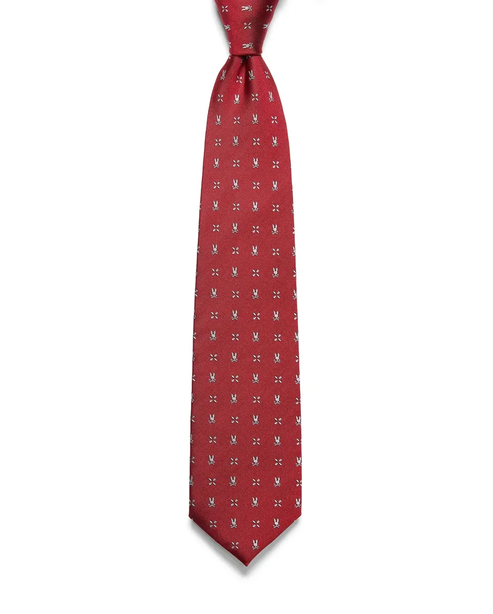 Psycho Bunny Accessories MENS BUNNY NEAT SILK TIE - MO1700033 cravatta rossa in seta