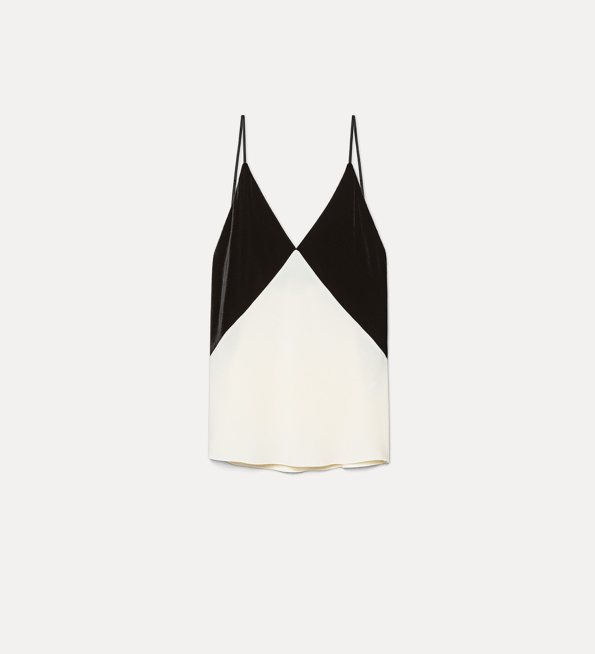 Forte top Colourblock top sottoveste bianco in raso e velluto