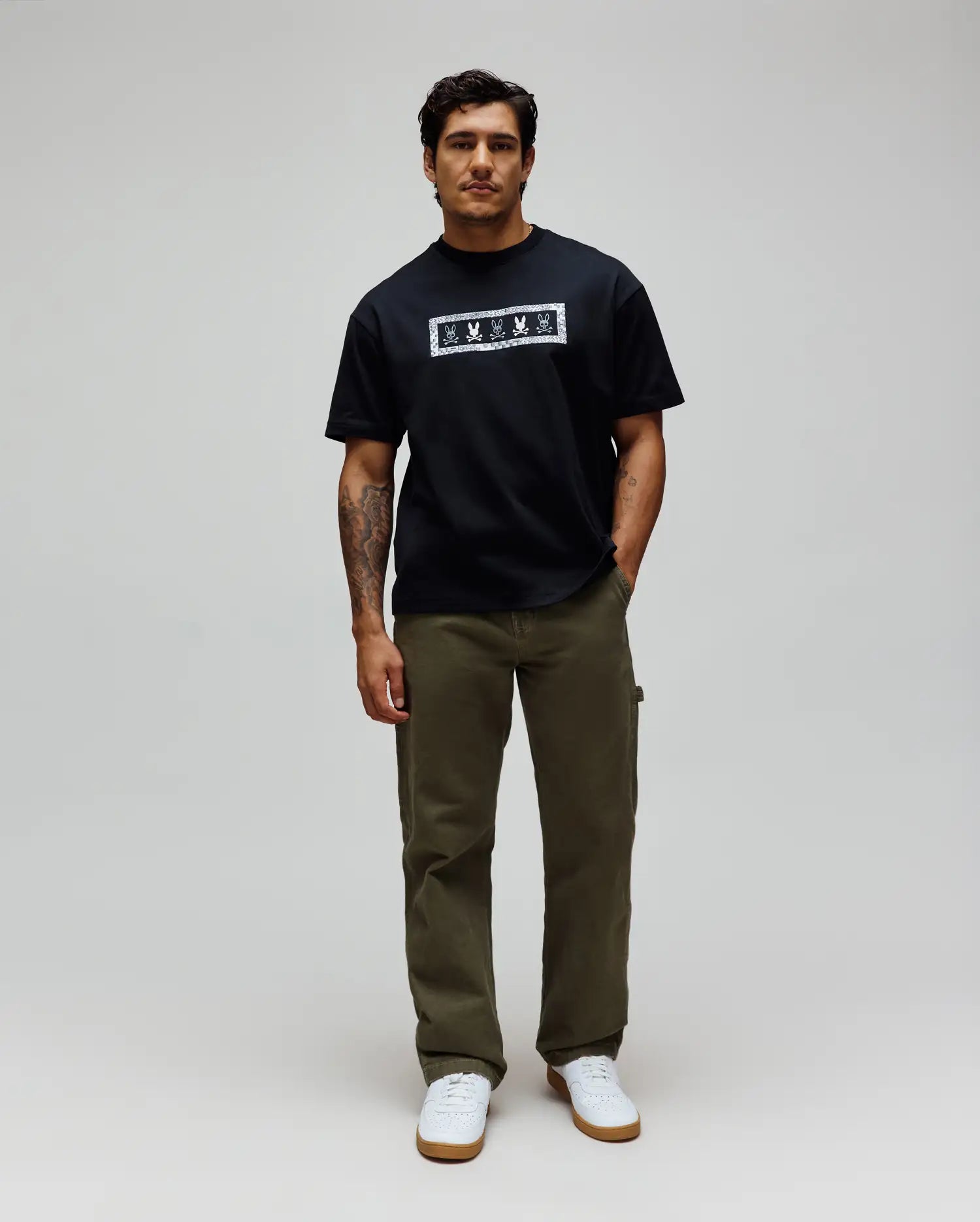Psycho Bunny Men's Tees Olivier Oversized Tee MT0200204 T-shirt nera