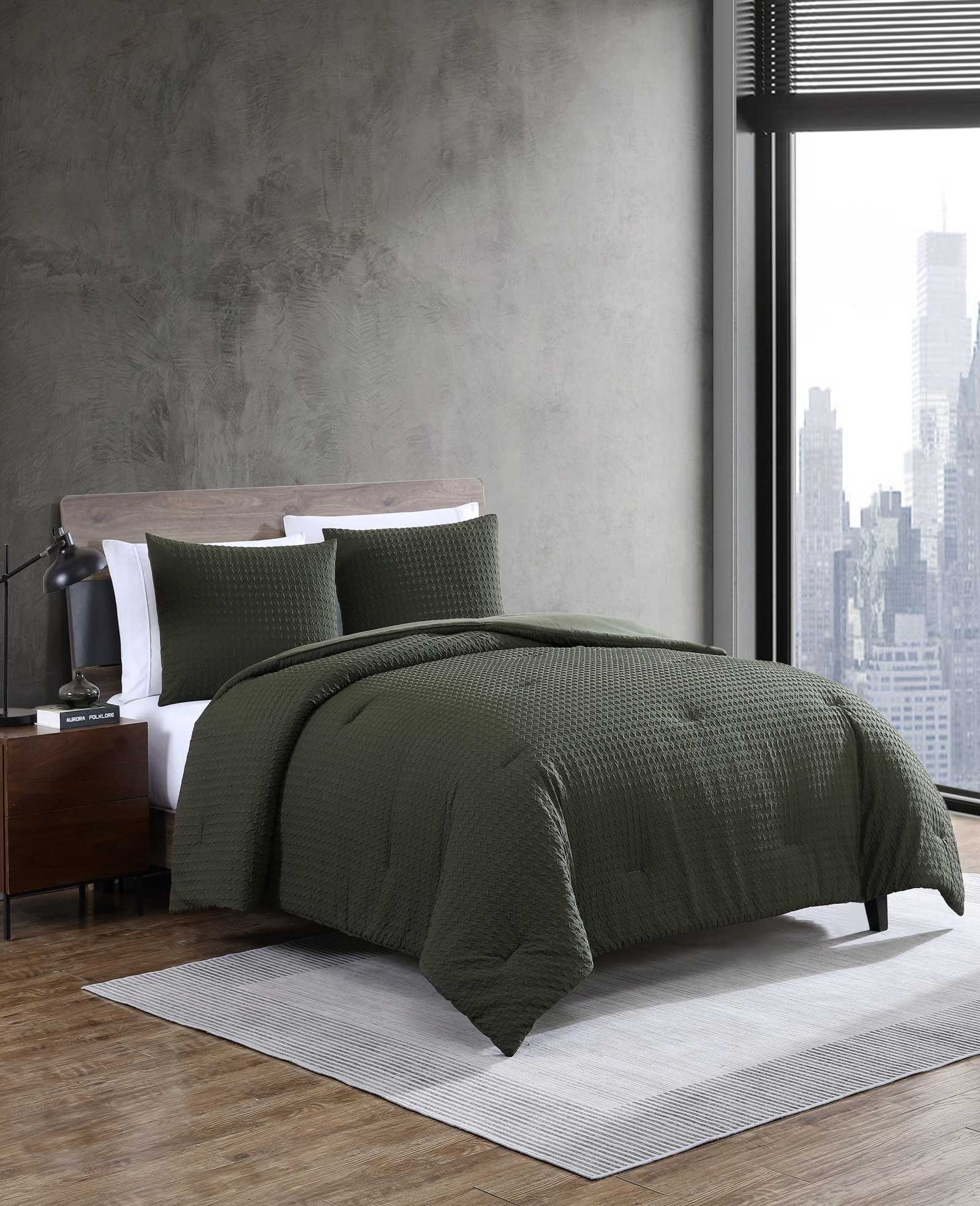 Kenneth Cole Reaction Home & Bedding Houndstooth Comforter Set set trapunta verde