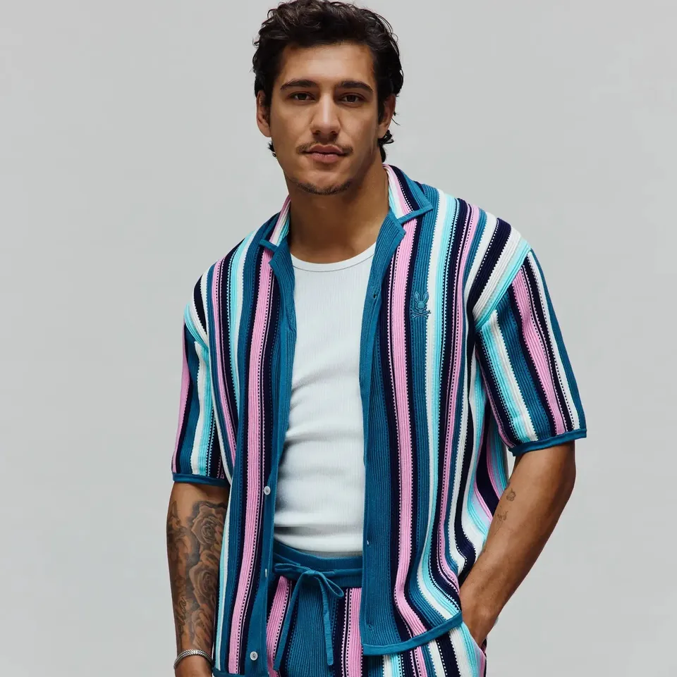 Psycho Bunny Men's Shirts Cliff Shirt camicia Antigua Sand in cotone