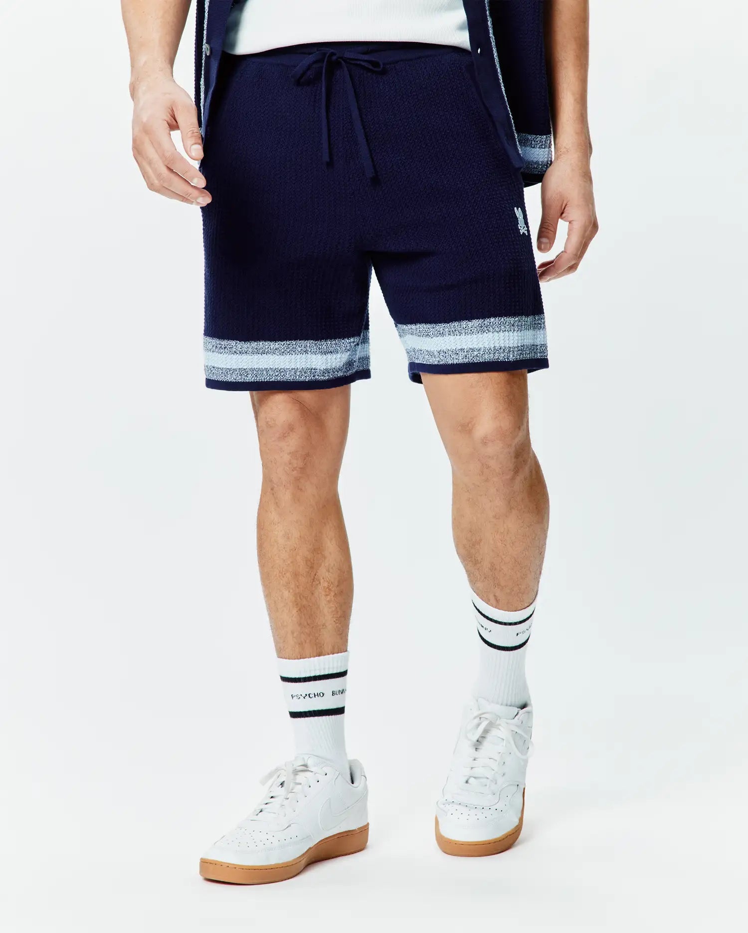 Psycho Bunny Men's Shorts Giles Knit Short 7" pantaloncini blu in cotone