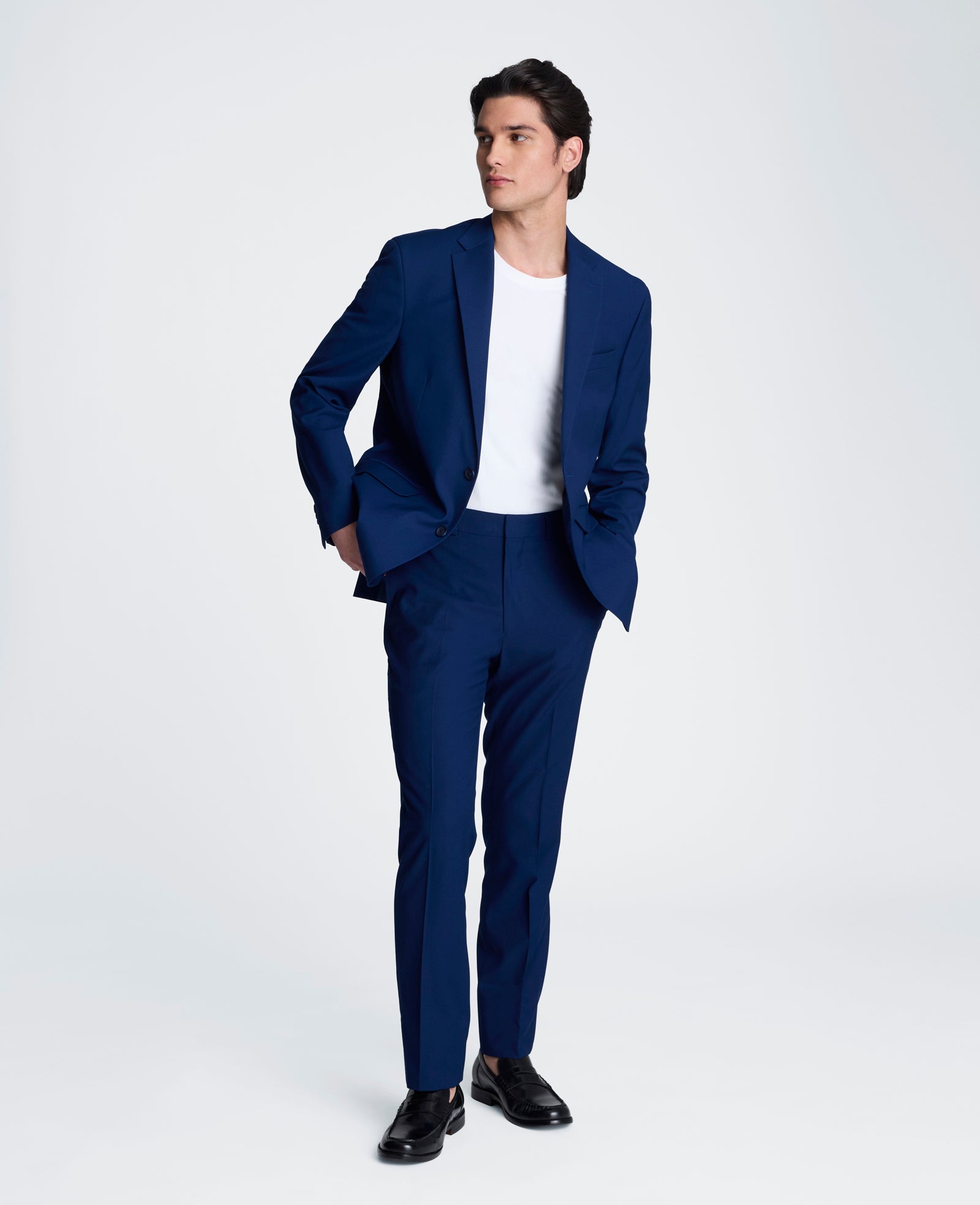 Kenneth Cole Reaction Clothing Slim-Fit Stretch Suit Separate Jacket giacca blu elasticizzata
