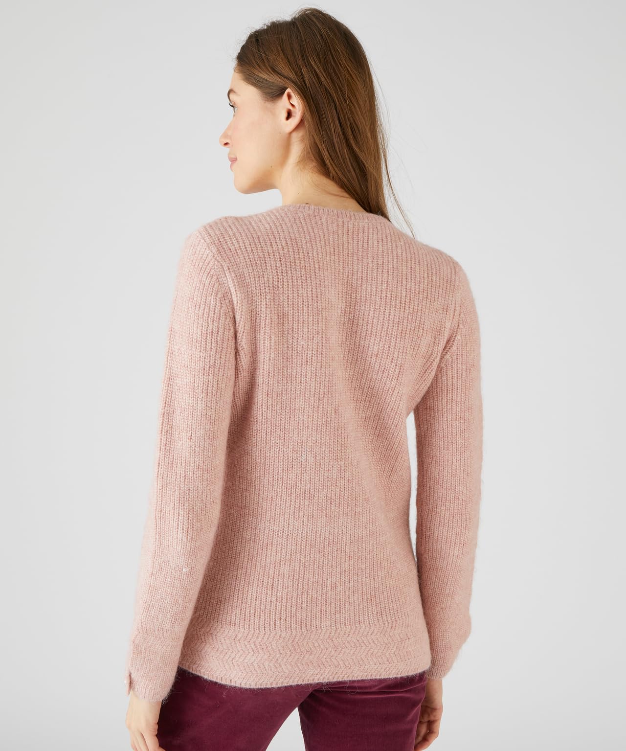 Damart Prêt-à-porter maglione maglia perla miscela alpaca rosa tenue 40