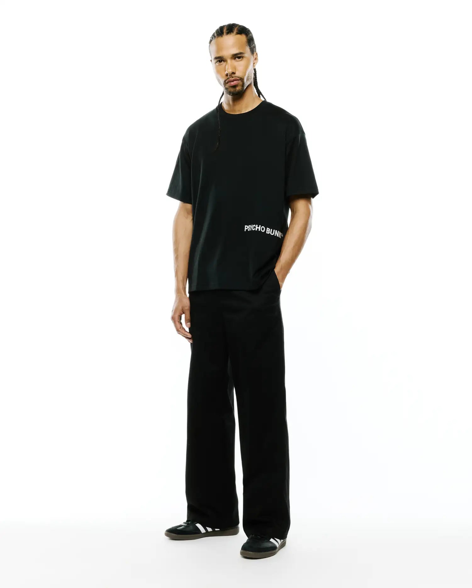 Psycho Bunny Men's Tees Haiden Oversized Tee maglietta nera in Pima