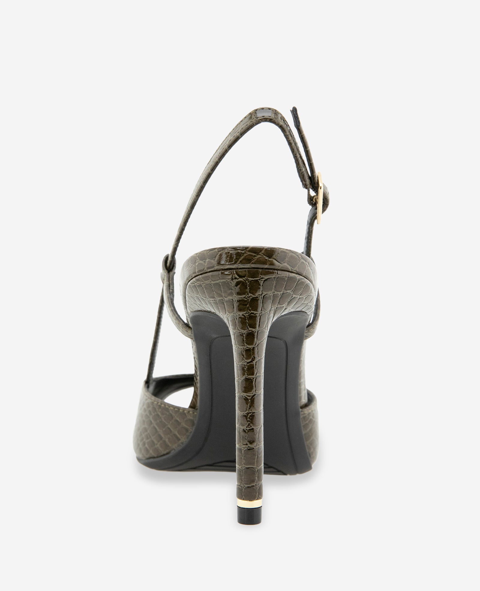 Kenneth Cole Reaction Londyn décolleté slingback olive croco tacco 9,5 cm