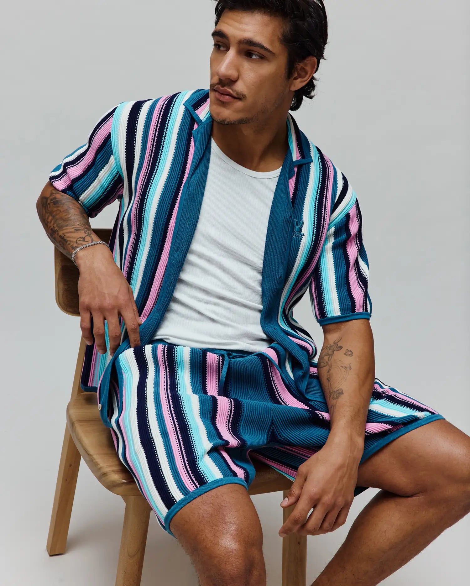 Psycho Bunny Men's Shirts Cliff Shirt camicia Antigua Sand in cotone