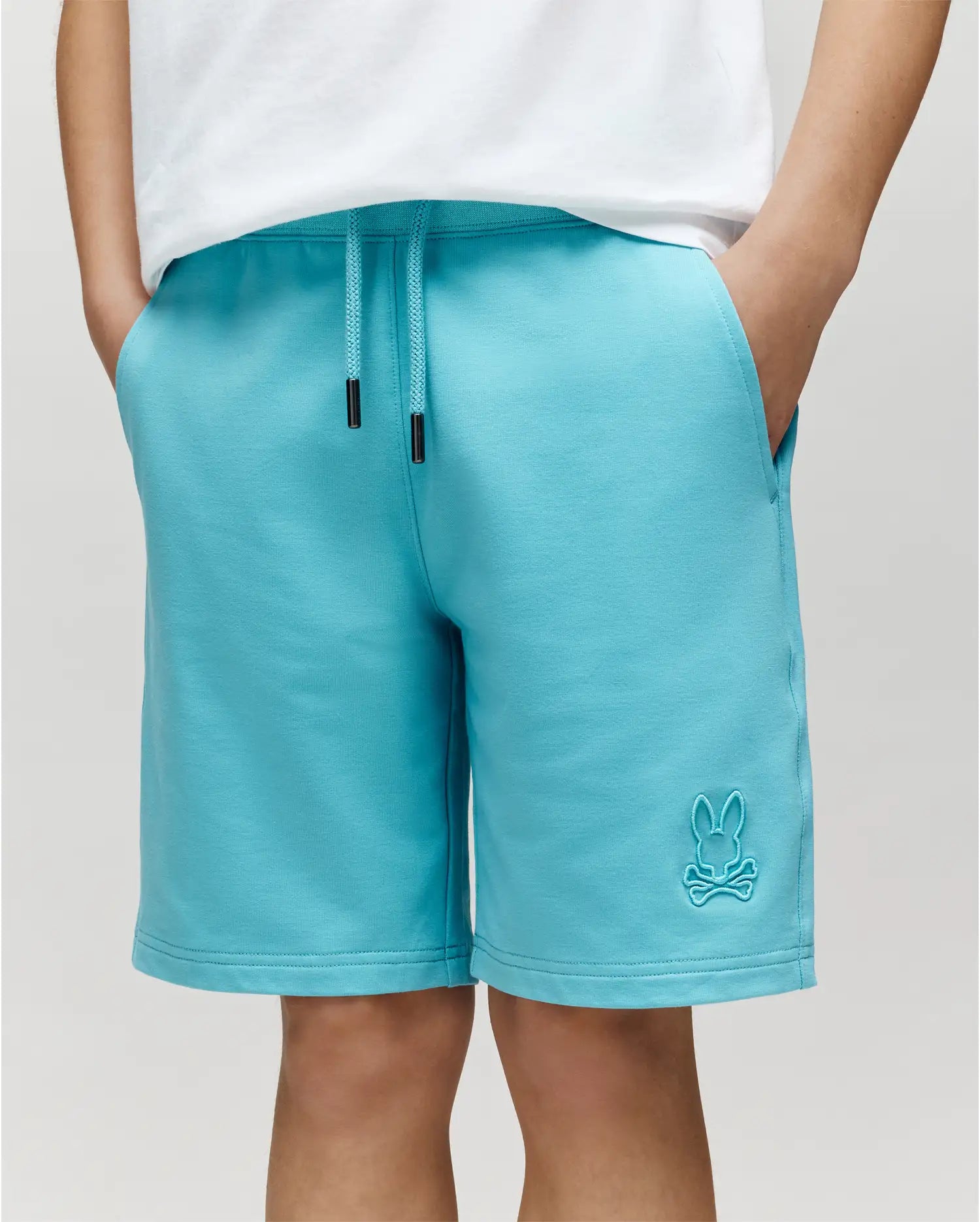 Psycho Bunny Kids Bottoms Levanzo pantaloncini azzurri in French Terry