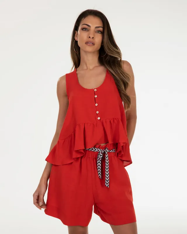 Markup Donna Camicie & Bluse Canotta cropped misto lino canotta