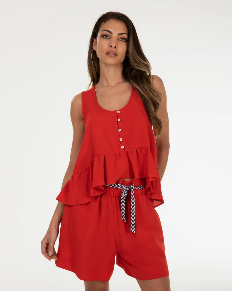 Markup Donna Camicie & Bluse Canotta cropped misto lino canotta