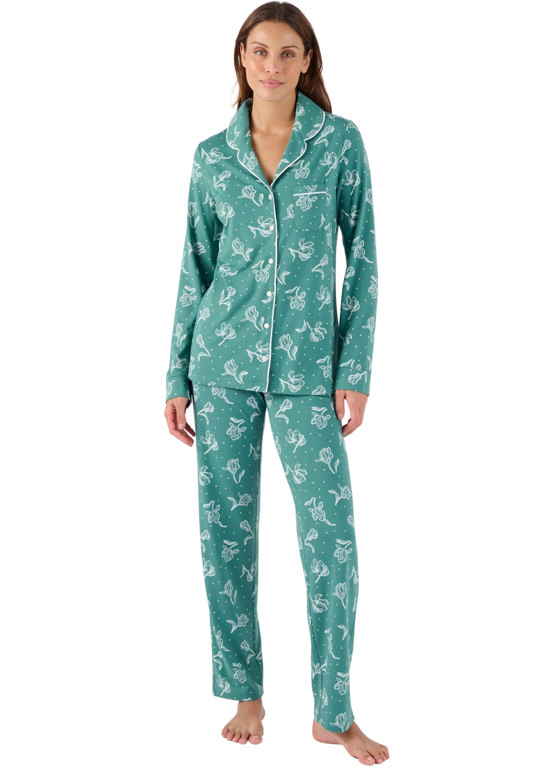 Damart Homewear pigiama da donna verde fiorito