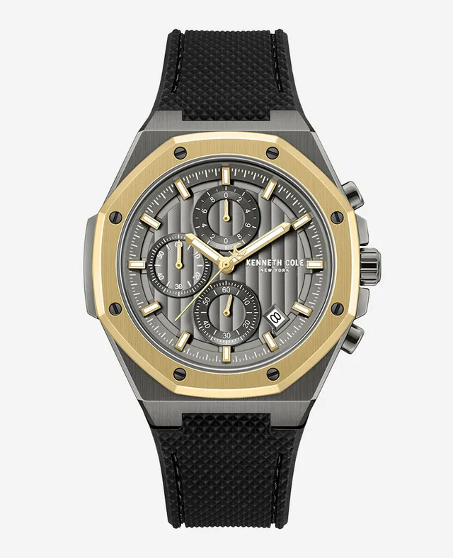 Kenneth Cole Reaction Watches Dress Sport Chronograph Two-Tone Silicone Strap Watch orologio nero oro cronografo