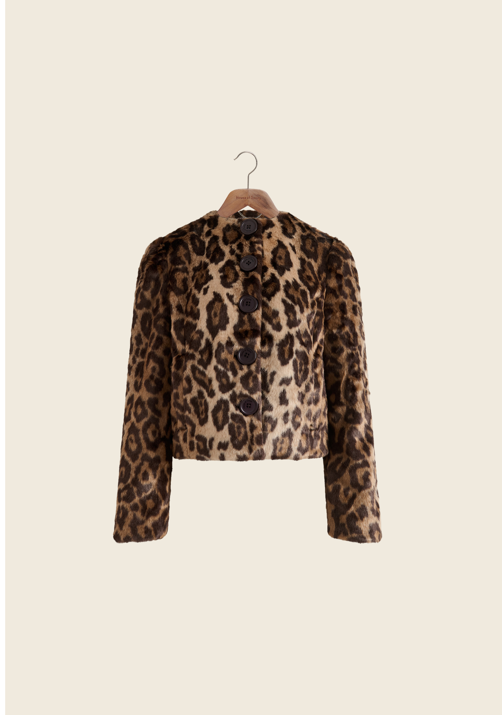 House Of Sunny Women's Jackets COLLARLESS LEOPARD JACKET giacca leopardata UK