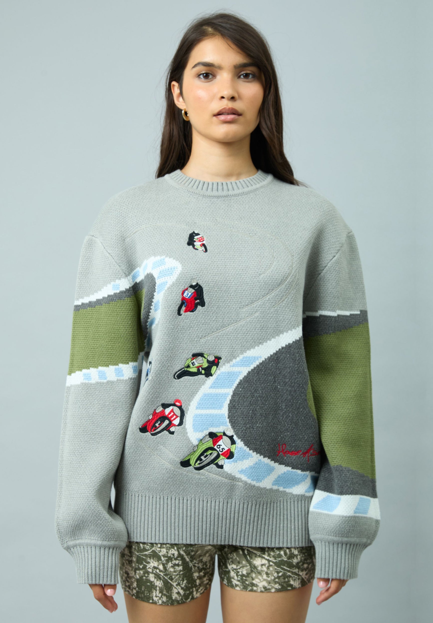 House Of Sunny Women's Knitwear SUPERBIKES KNIT maglione taglie UK S-XL jacquard