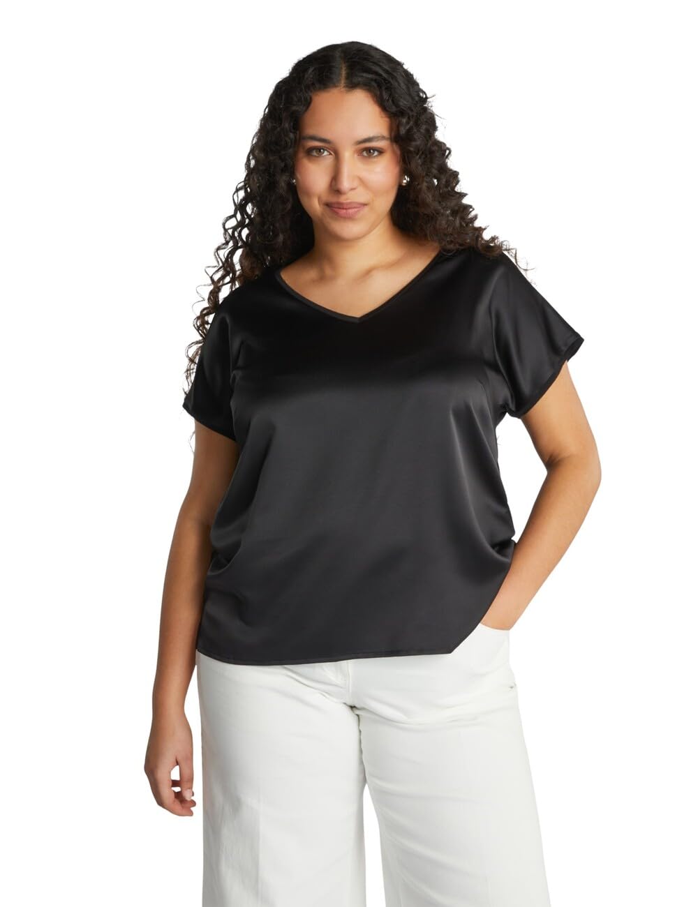 Fiorella Rubino Top e t-shirt T-shirt in Raso e Jersey t-shirt blu curvy