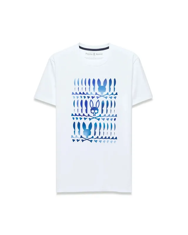 Psycho Bunny Men's Tees Lewis Pima Cotton Graphic Tee maglietta bianca