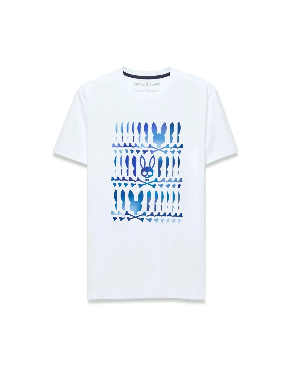 Psycho Bunny Men's Tees Lewis Pima Cotton Graphic Tee maglietta bianca