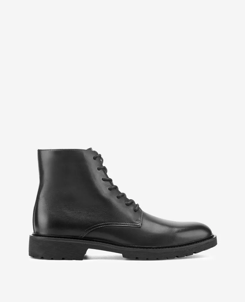 Kenneth Cole Reaction Shoes Dismon Lug Sole Combat Boot anfibi in pelle nera
