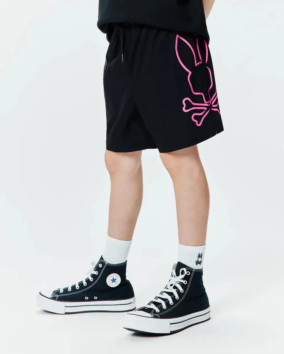 Psycho Bunny Kids Swimwear Duncan Swim Trunk costume nero 6 pollici
