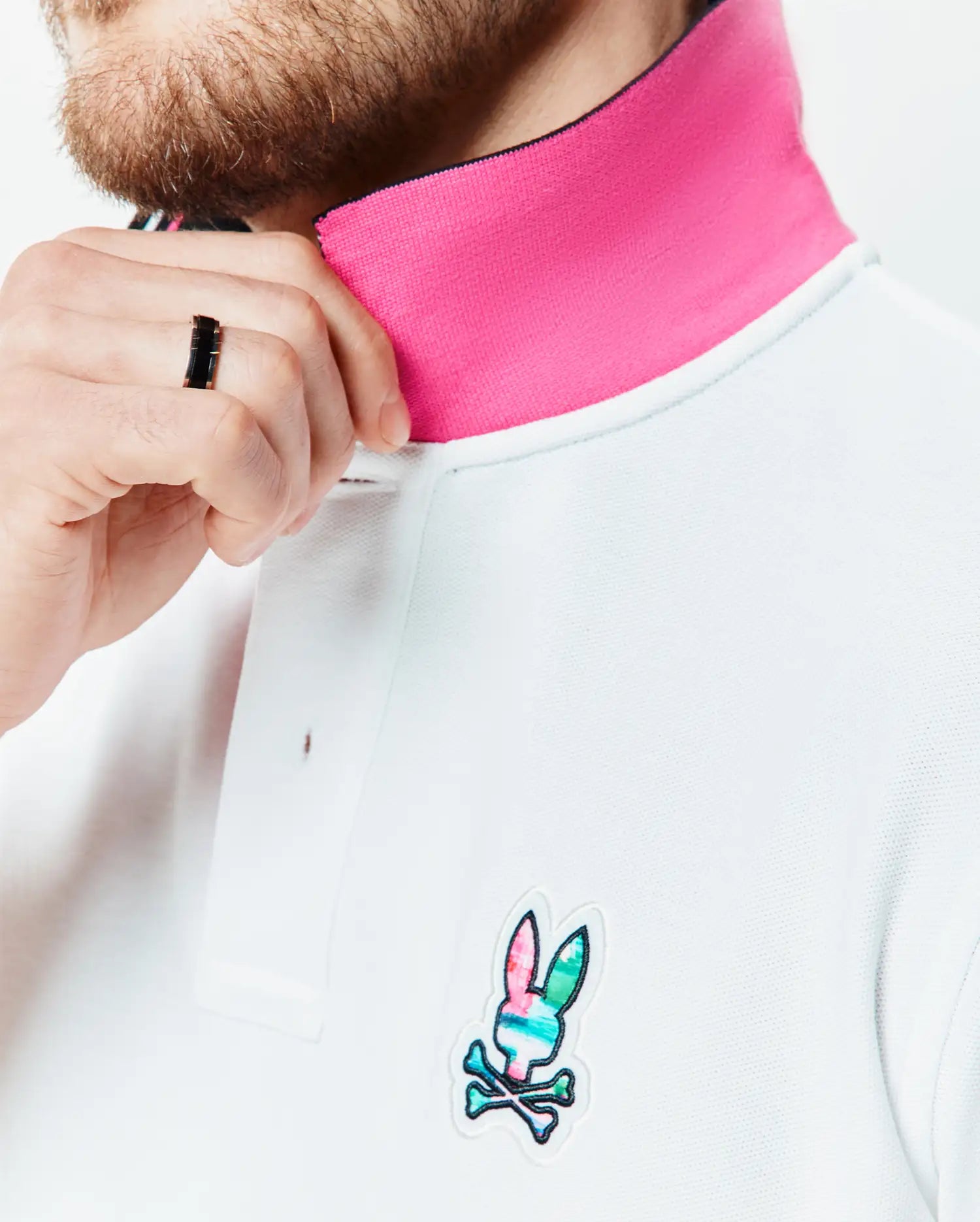 Psycho Bunny Men's Polos Nate Pique Polo Polo White