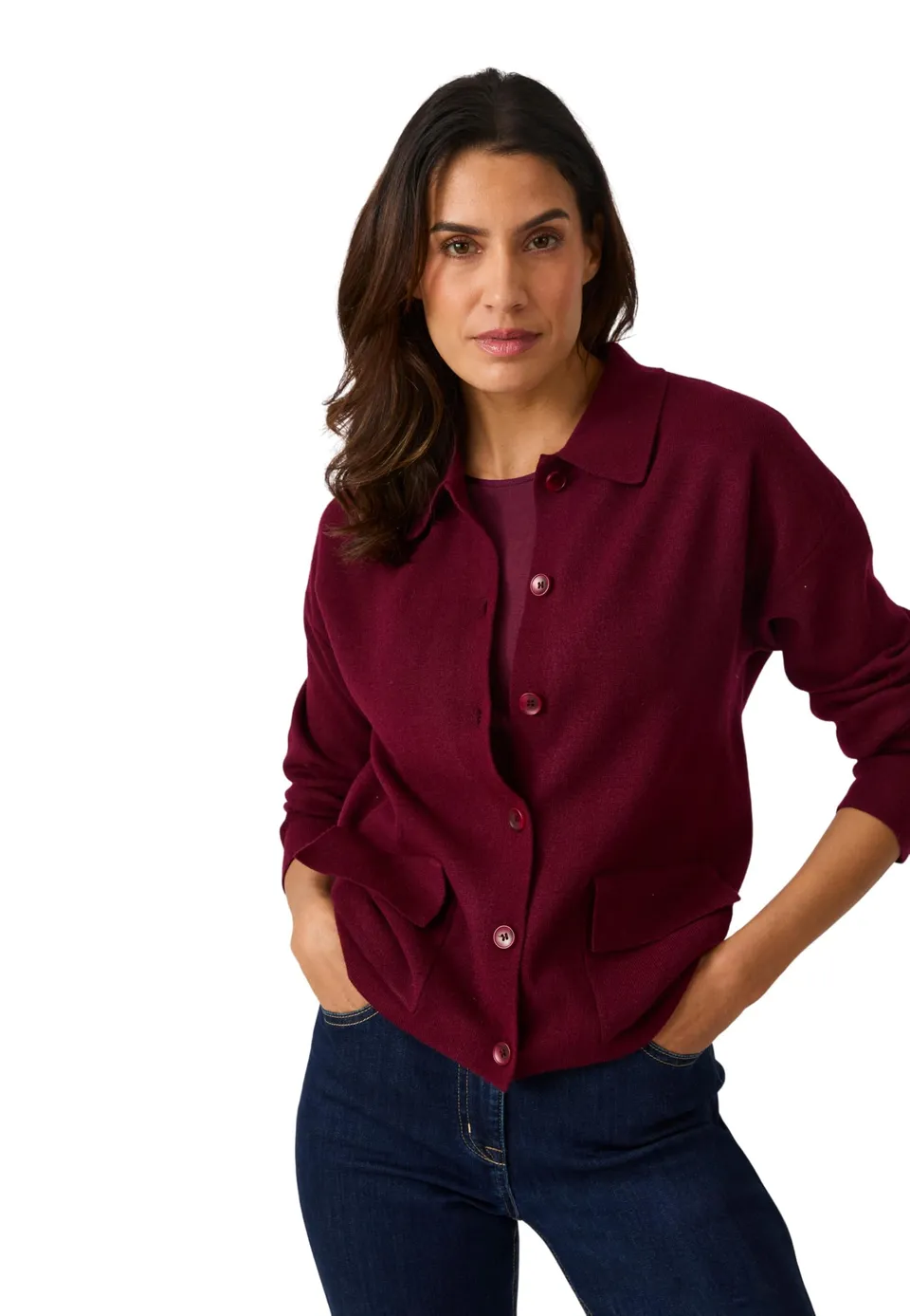 Damart Thermolactyl cardigan da donna rosso bordeaux