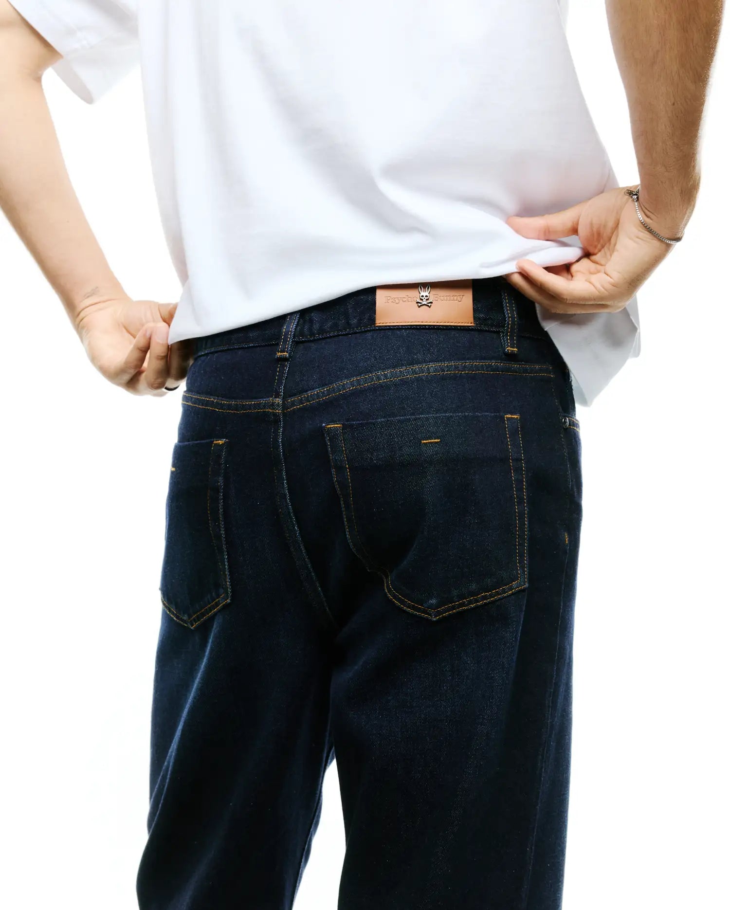Psycho Bunny Men's Pants Beck Oversized jeans blu/nero in cotone