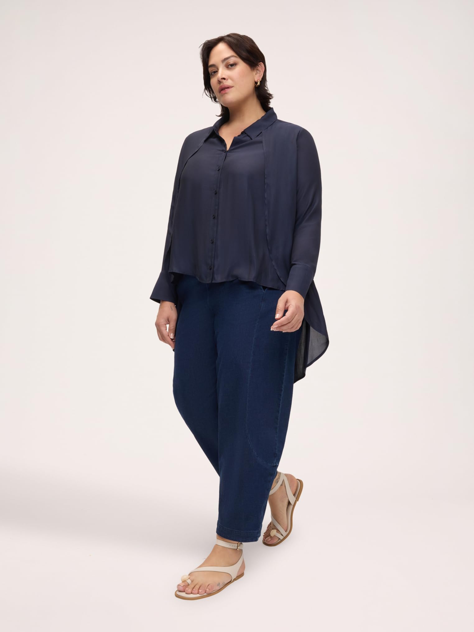 Fiorella Rubino Camicie e bluse Camicia in Georgette con Drappeggio a Doppio Strato camicia 46 Plus