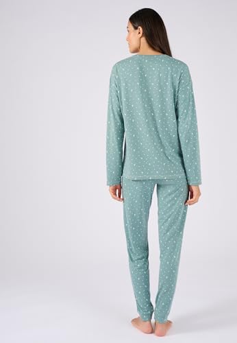Damart Homewear pigiama Thermolactyl in maglia jersey donna verde stampato XS