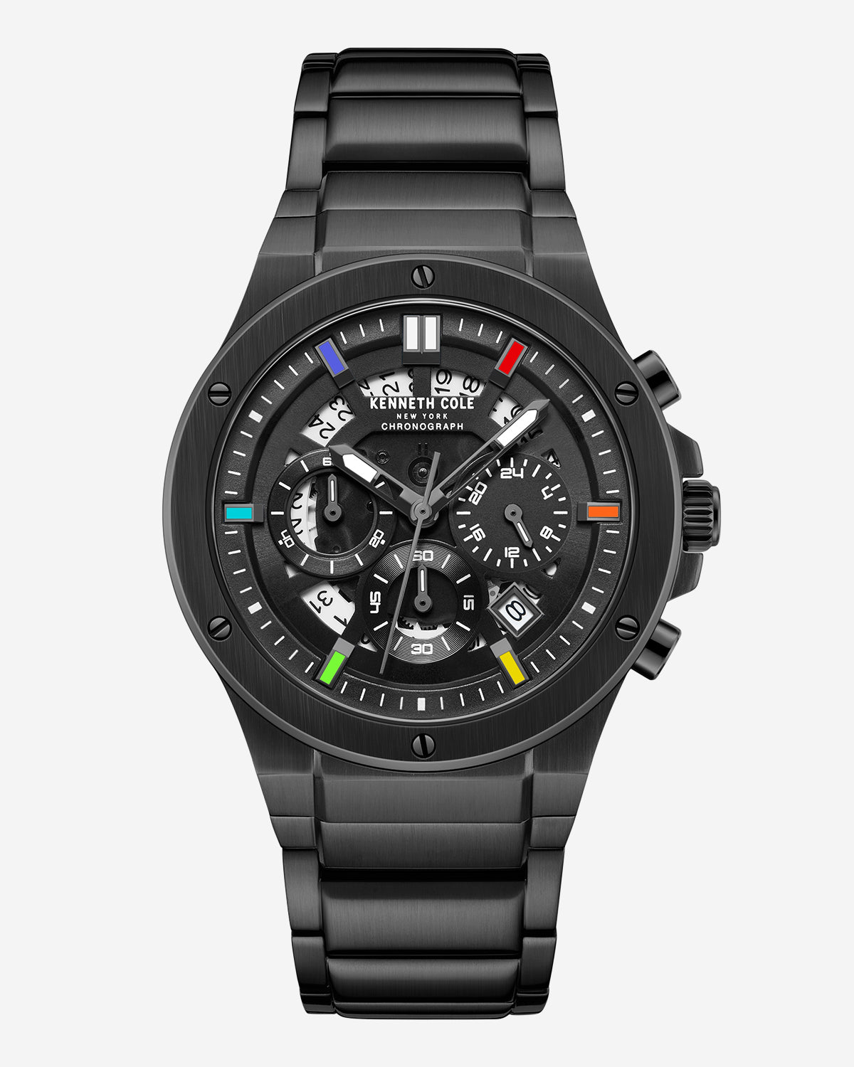 Kenneth Cole Reaction Watches Classic Bracelet Watch With Date Disc orologio nero