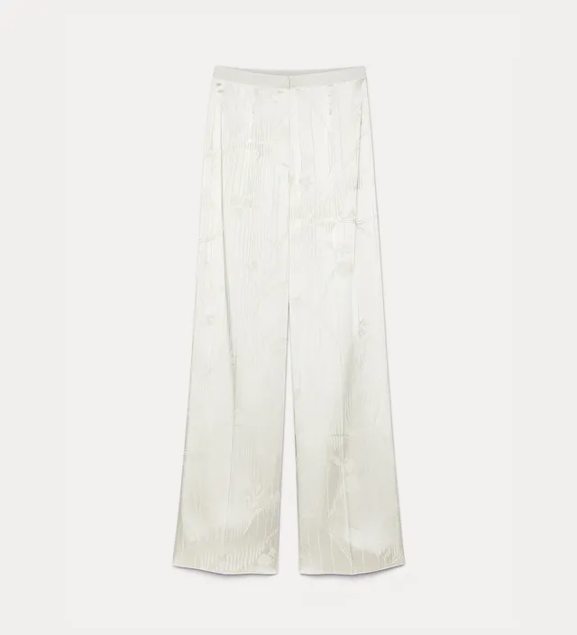 Forte The Lotus pantaloni jacquard avorio vita alta