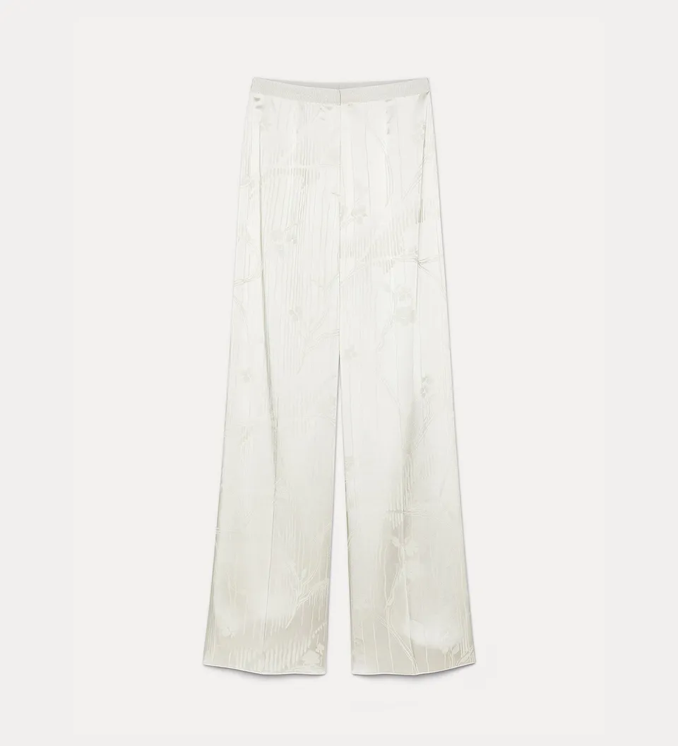 Forte The Lotus pantaloni jacquard avorio vita alta