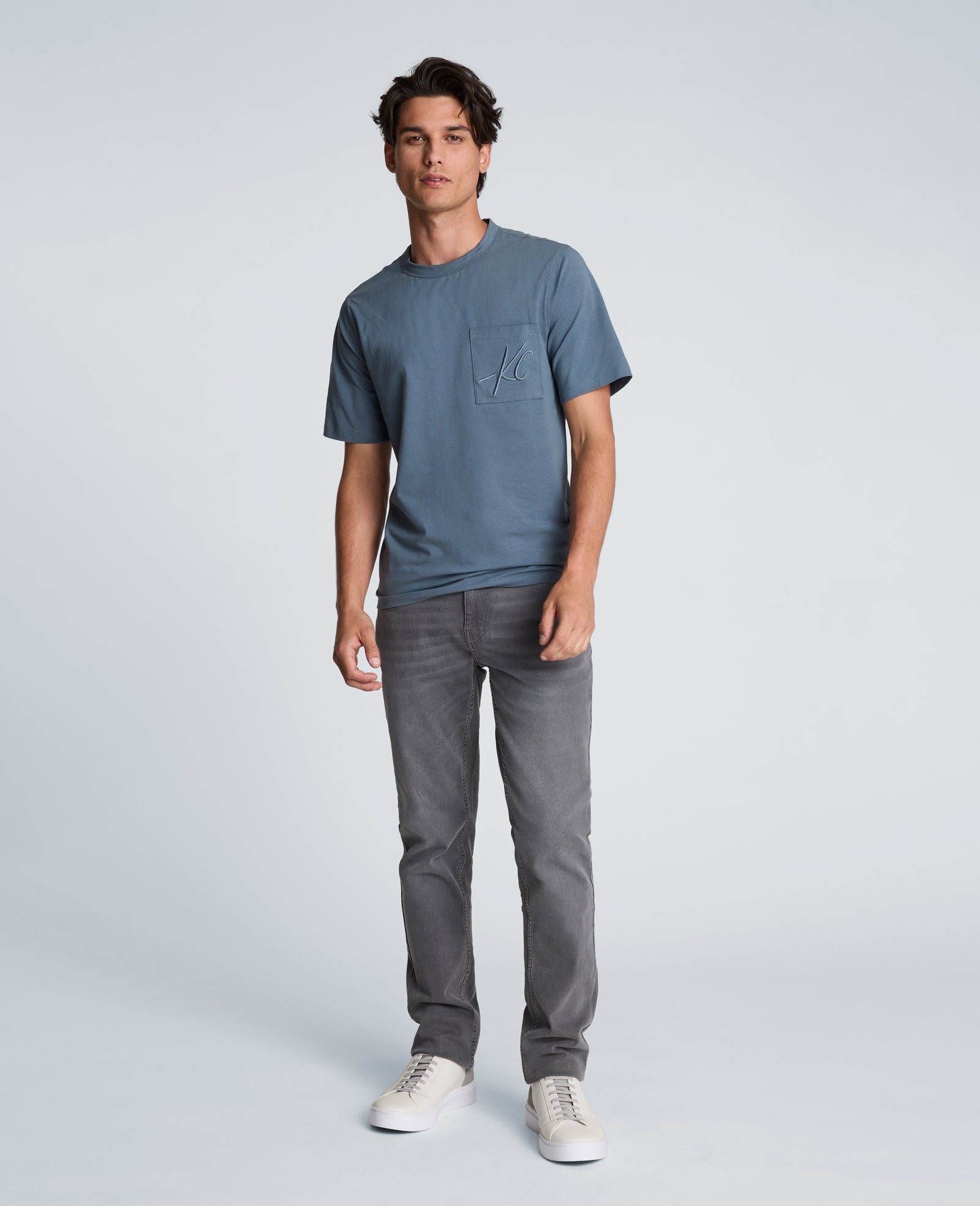 Kenneth Cole Reaction Clothing Crew Tee with Pocket t-shirt blu oversize