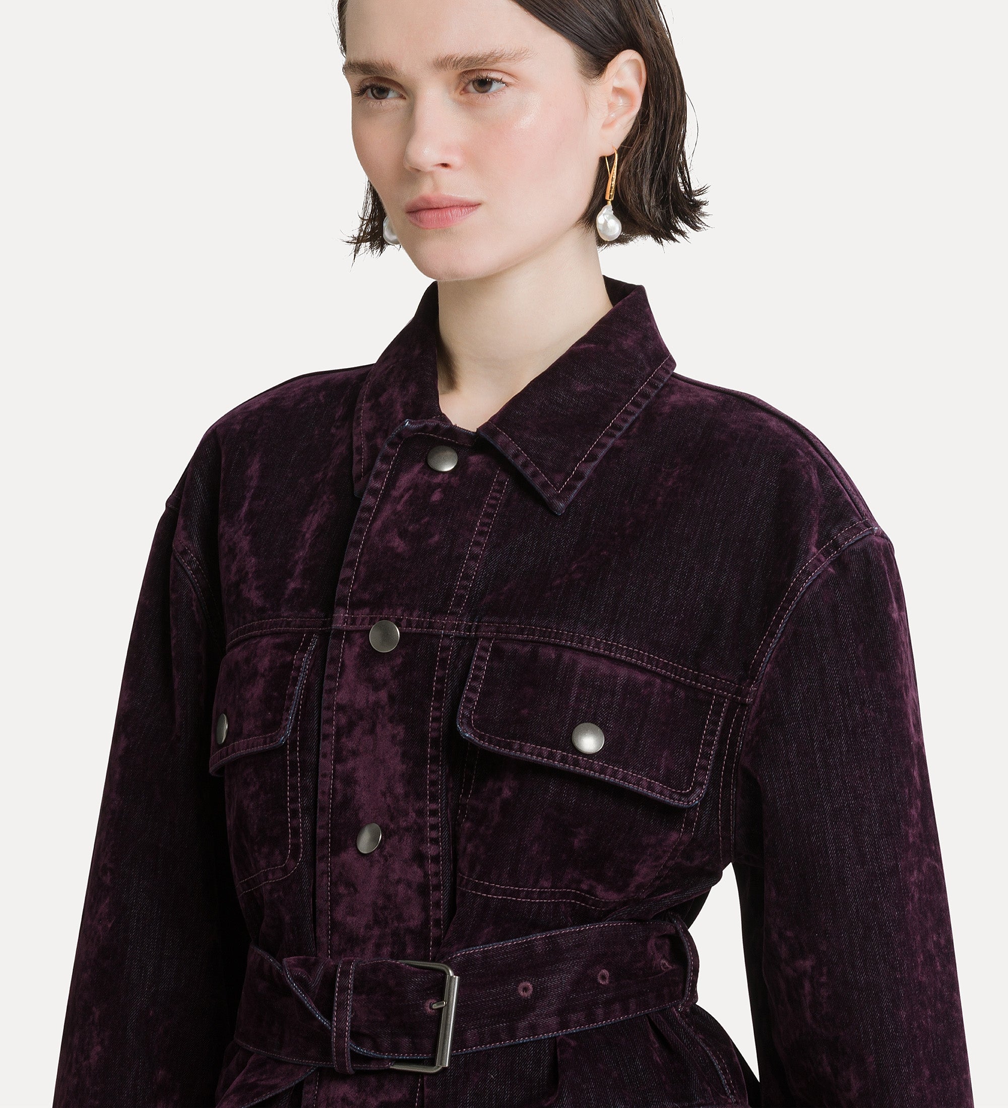 Forte giacche flocked denim field jacket giacca bordeaux in denim