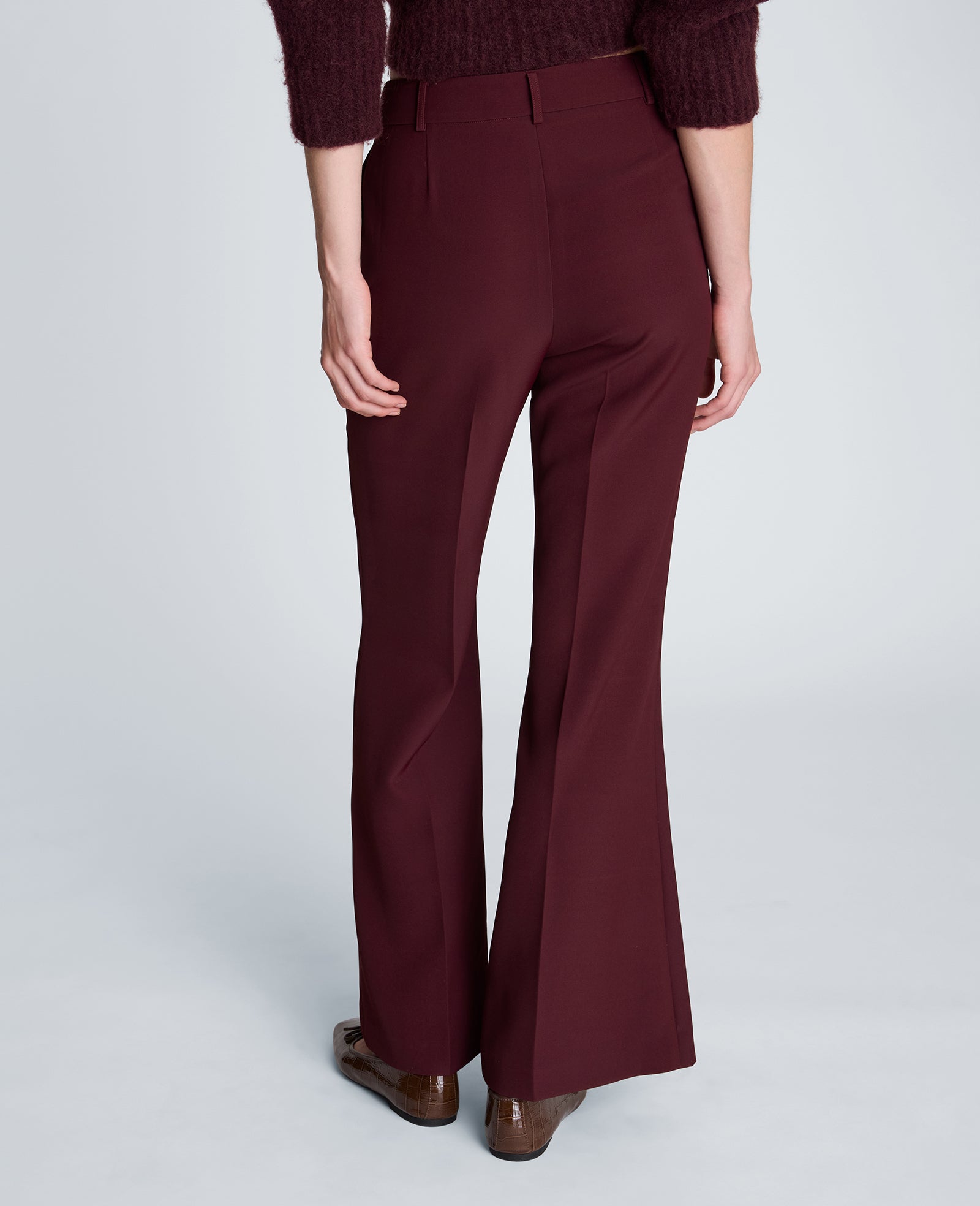 Kenneth Cole Reaction Clothing Fly Front Mid Rise Flare Pant pantaloni svasati rosso twill