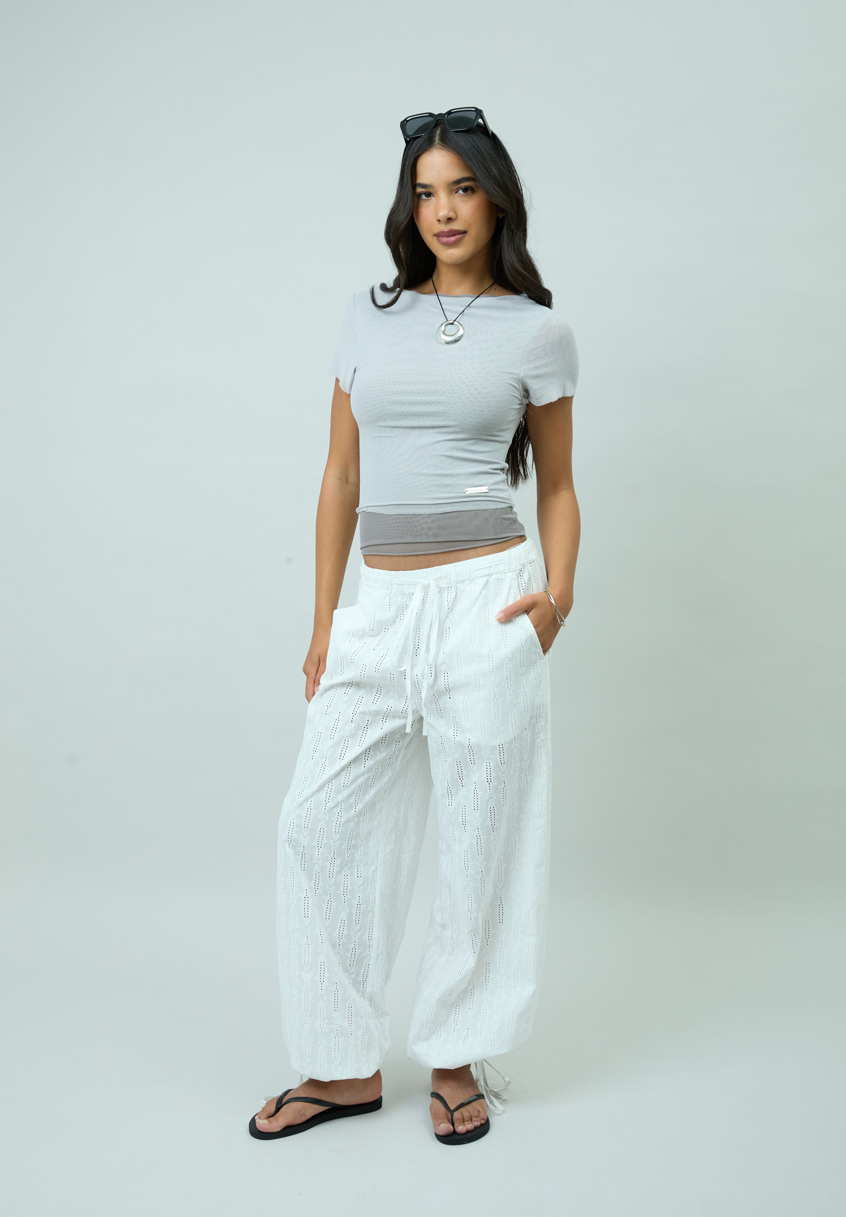 House Of Sunny Womens Tops Grey Double Layer Second Skin Top in mesh grigio