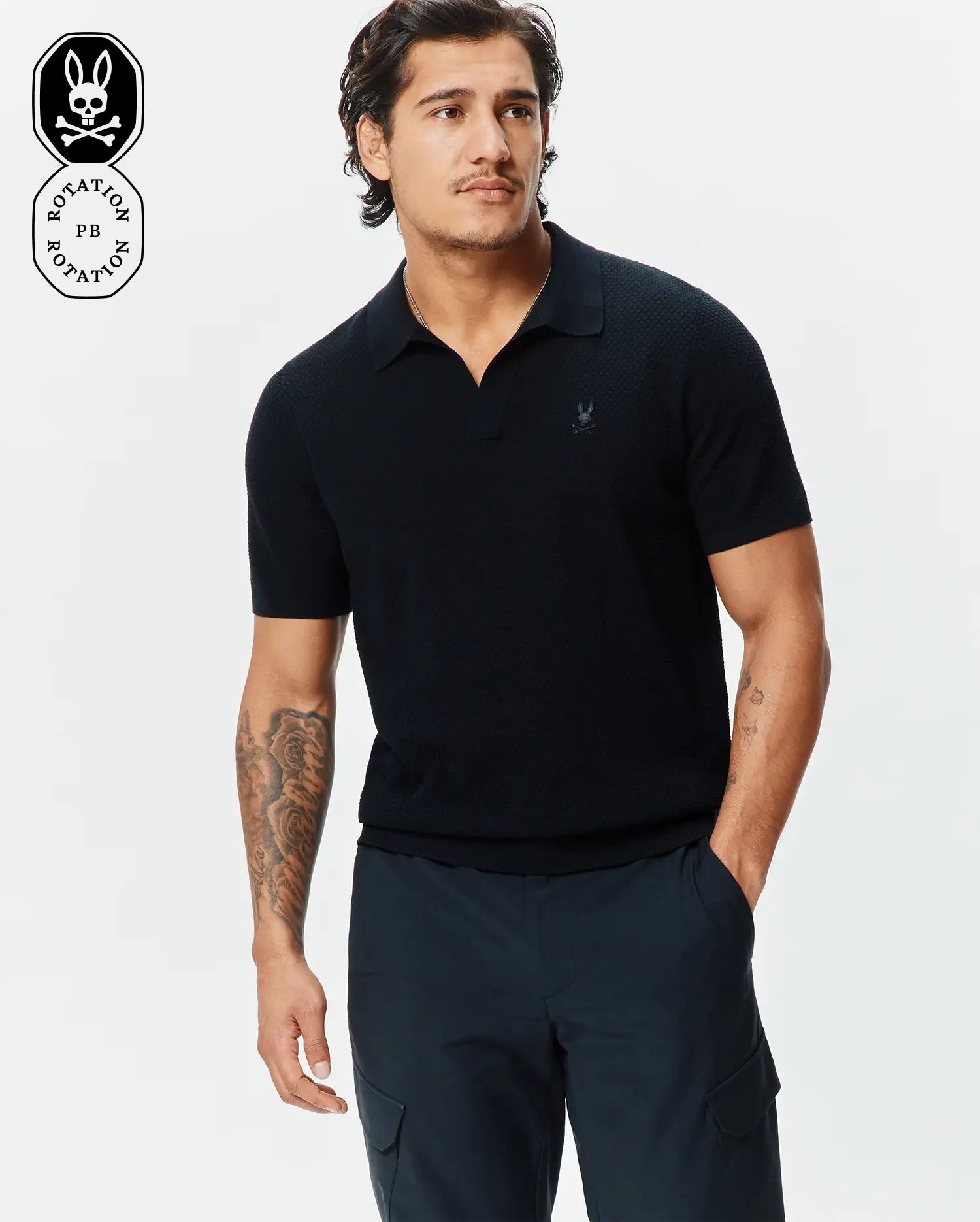 Psycho Bunny Men's Polos MENS DEVON KNIT POLO MT0100169 polo 001 Black XXS-XXXL cotone