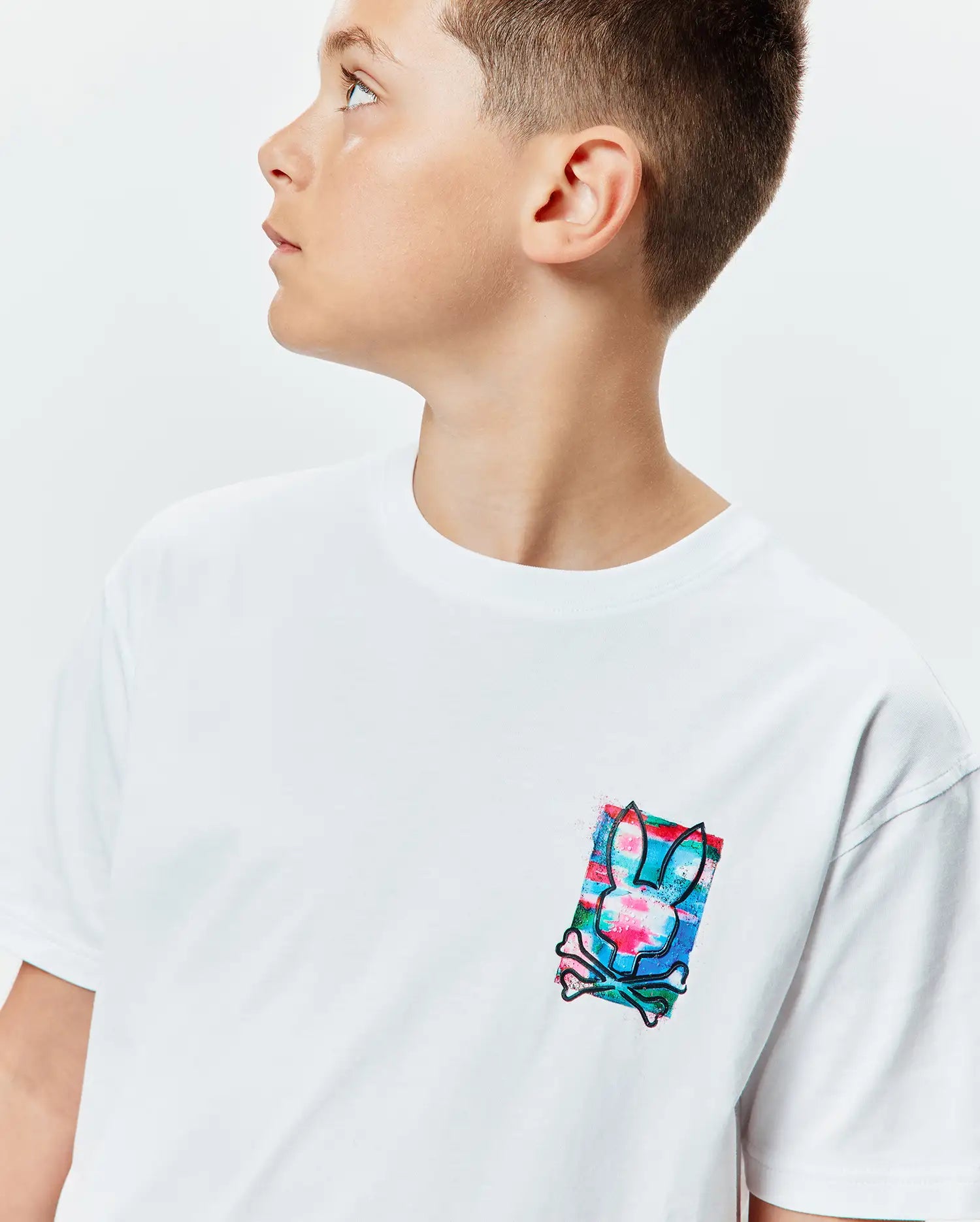 Psycho Bunny Kids Tees Isaac Relaxed Fit Tee maglietta bianca oversize