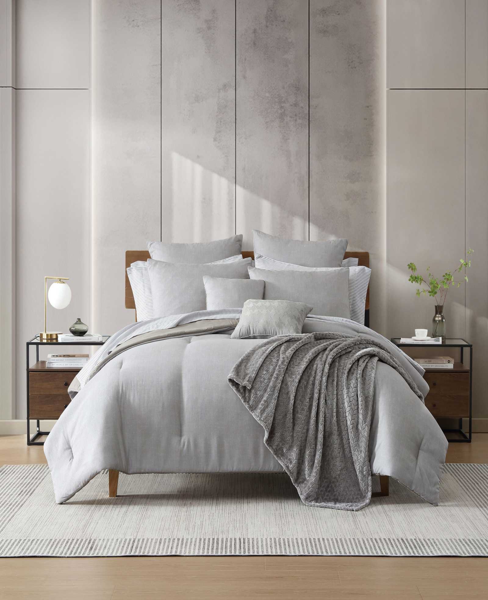 Kenneth Cole Reaction Home & Bedding Abstract Texture Comforter Set set comforter grigio Queen