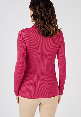 Damart Prêt-à-porter Maglione collo alto rosa lampone/grigio 44 in lana merino