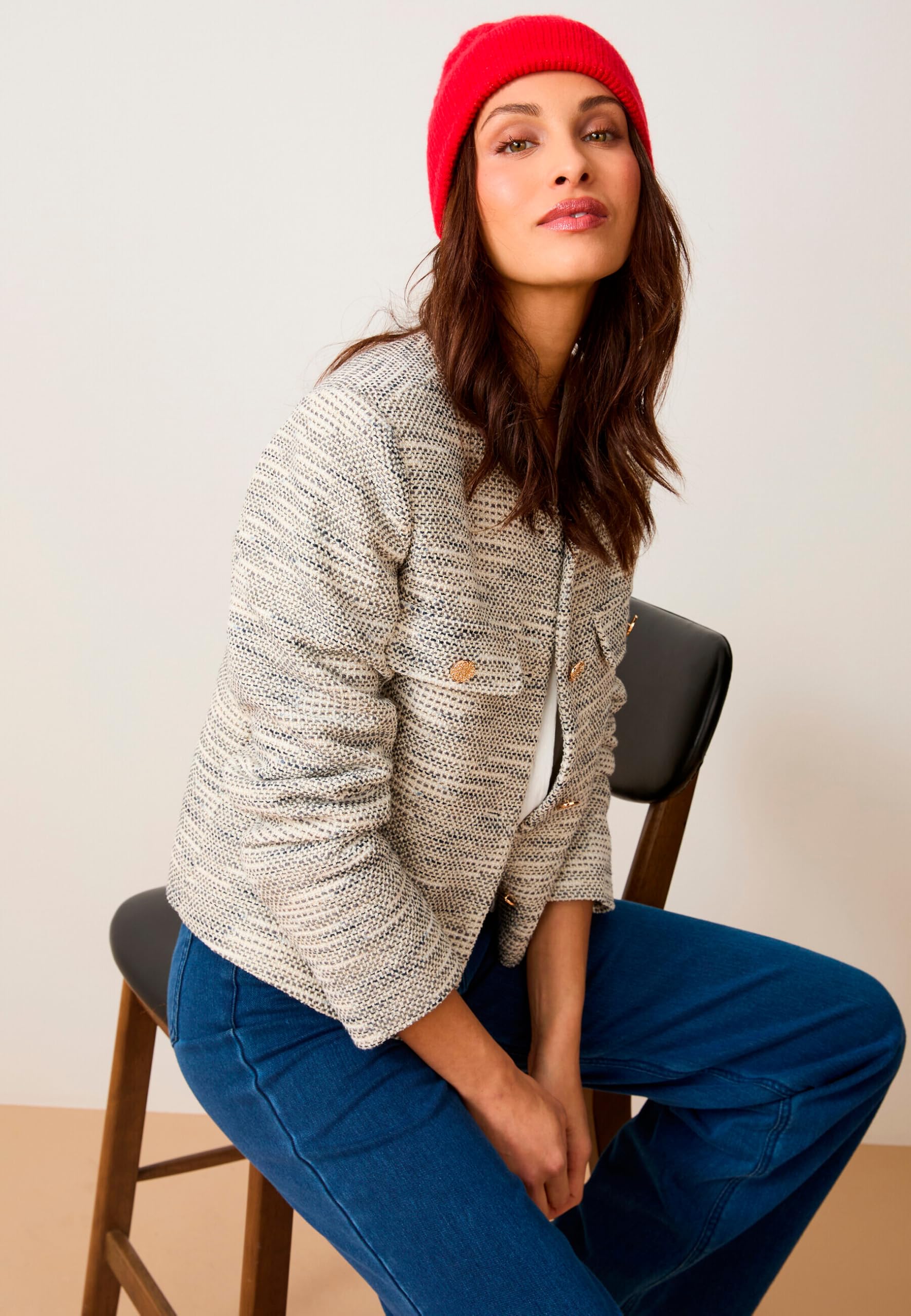 Damart Prêt-à-porter Giacca da donna effetto tweed 44 corta foderata