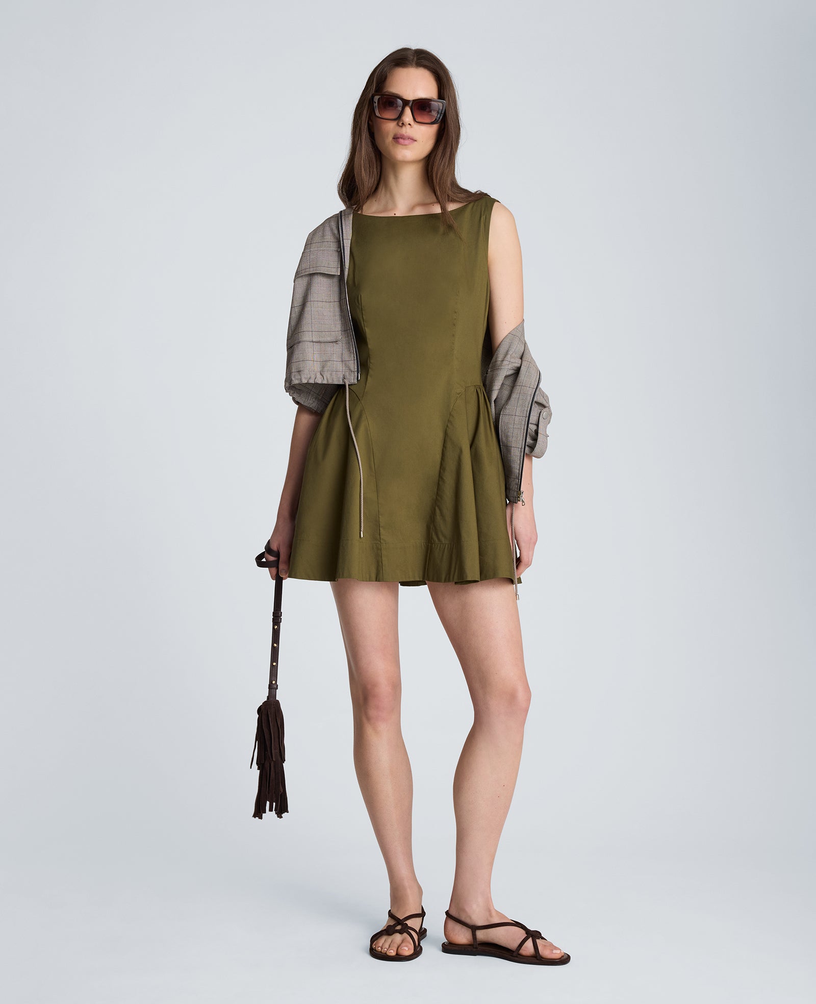 Kenneth Cole Reaction Clothing Sleeveless Boat Neck Mini Dress abito mini marrone